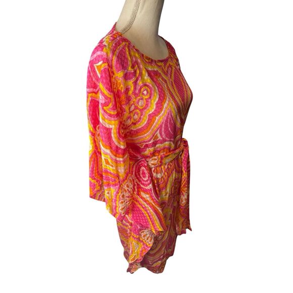 Trina Turk Paradise Floral Jacquard Shift Short Dress Silk Summer Vacation Sz M - Picture 5 of 7